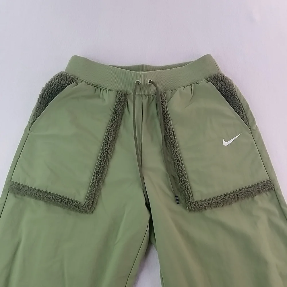 Nike Women High Waisted Joggers Olive Green Pocket Sweatpants Athletic M
